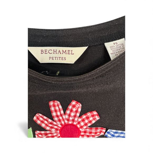 Bechamel Petites Black Flower T Shirt Size PS - Picture 4 of 4